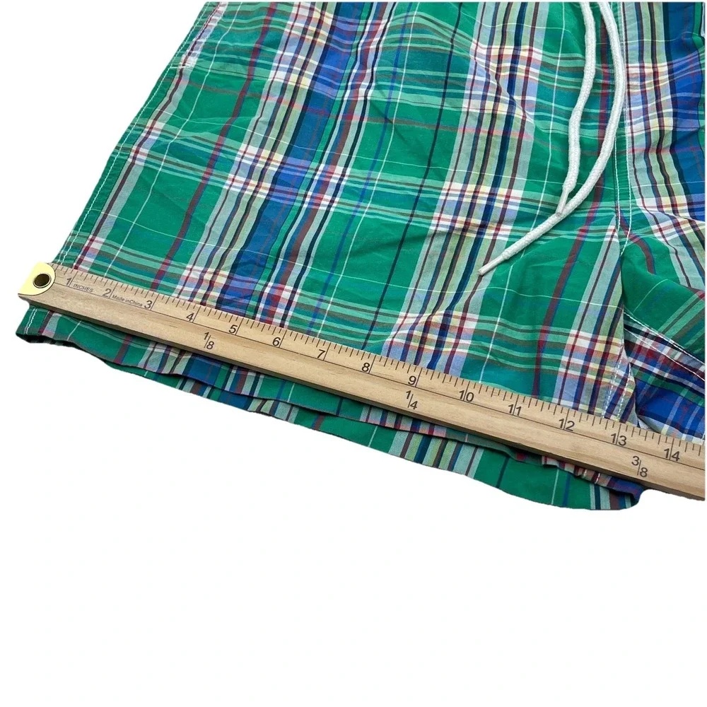 Vintage‎ Polo Ralph Lauren Swim Trunks Men Large Green Bored Shorts 90s Tartan